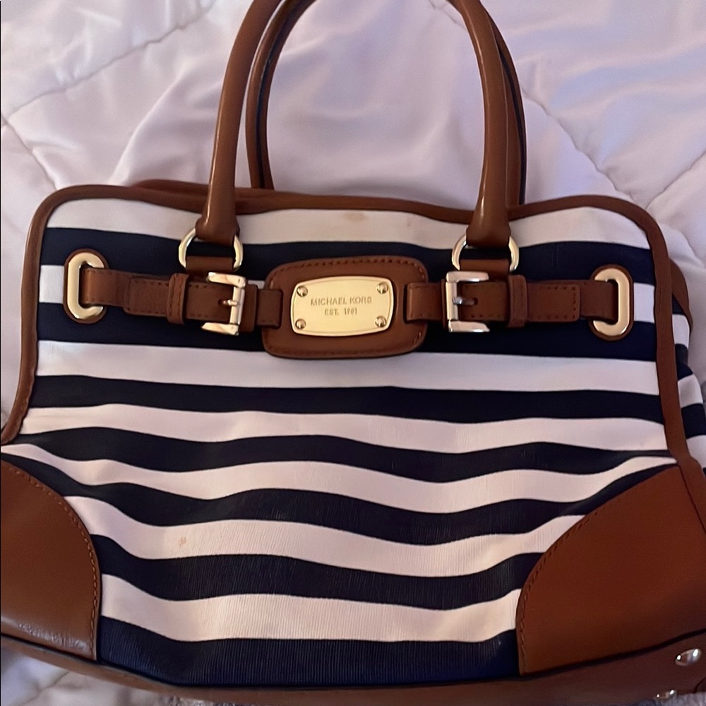 Michael Kors Brown and Blue Satchel Bag